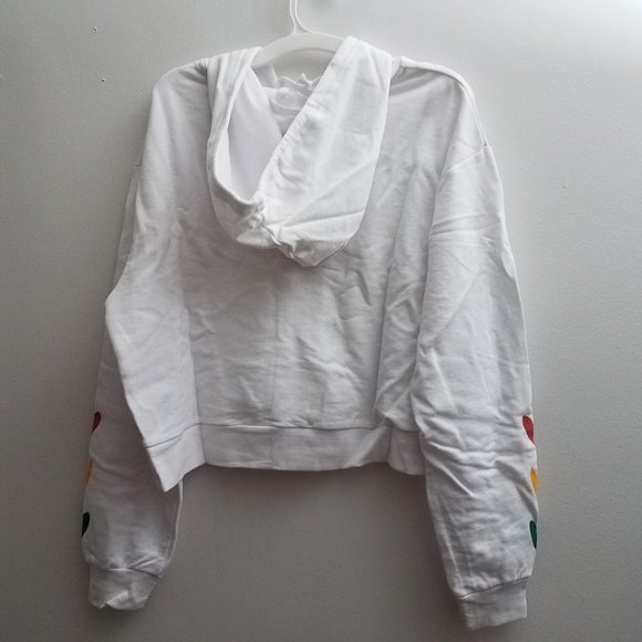 Mighty Fine Crop White Sweatshirt Hood Jr Size Lg - Picture 4 of 6